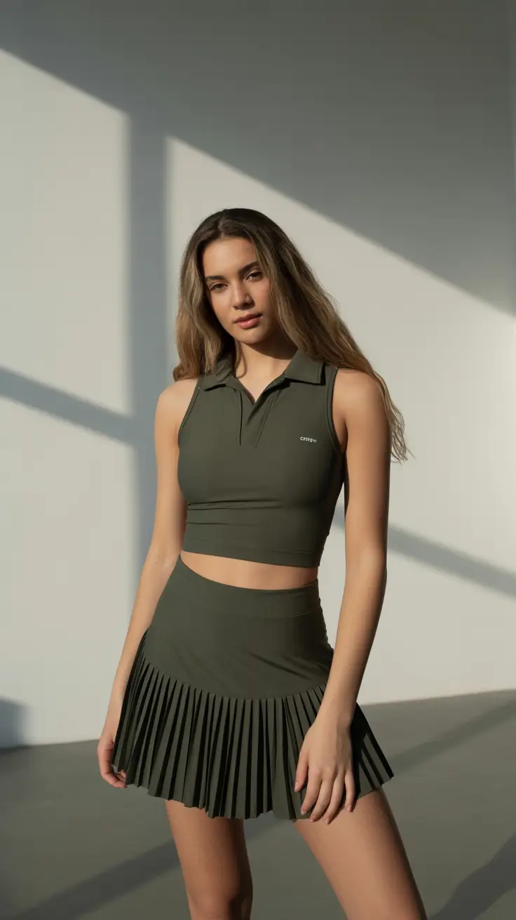 best tennis skirt spring outfits 2026 Olive-Toned Polished Athleisure