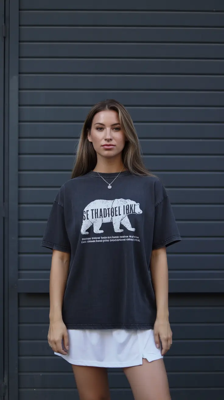 best tennis skirt spring outfits 2026 Relaxed Graphic Tee With Clean White Layers